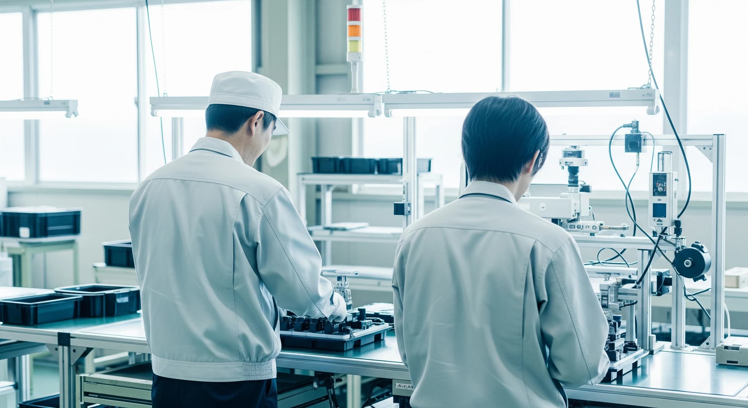 日本の現場で協働する日本人と外国人実習生